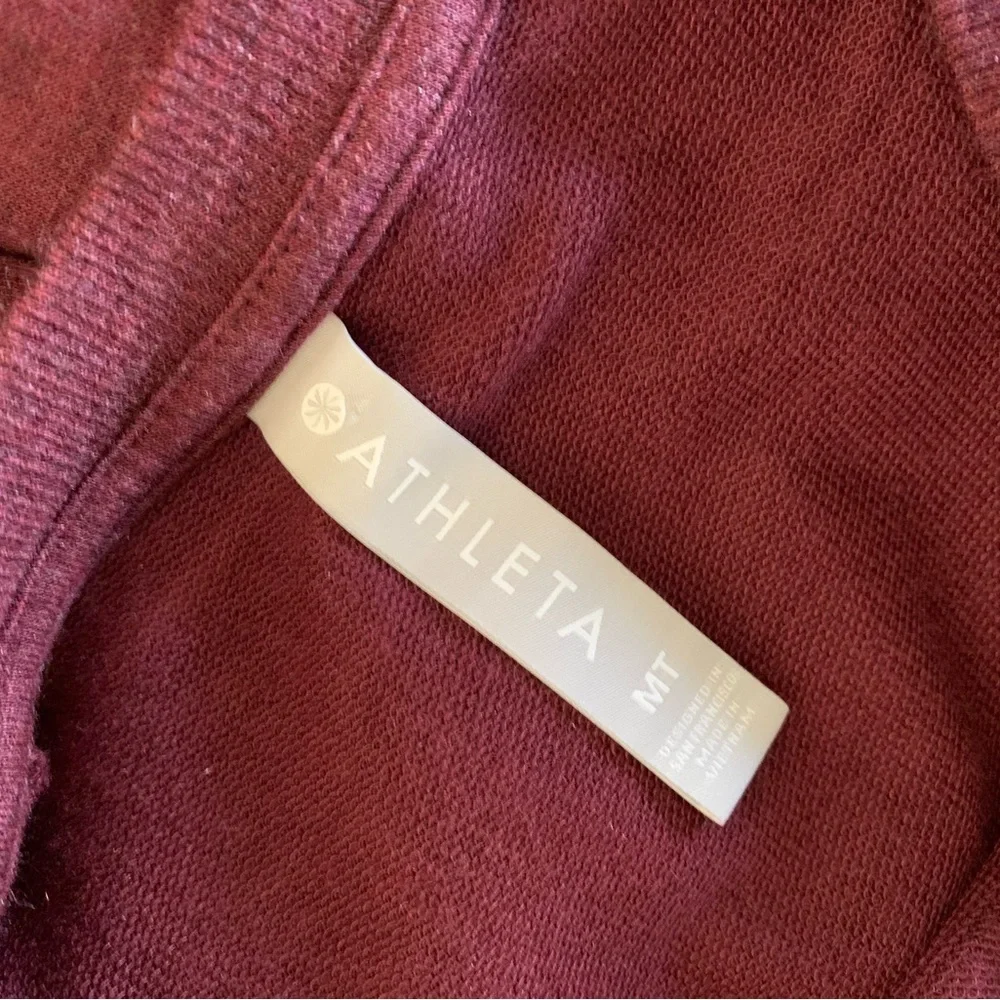 Athleta Sweatshirt Style Midi Dress‎ Size M/T Burgundy - Picture 2 of 6